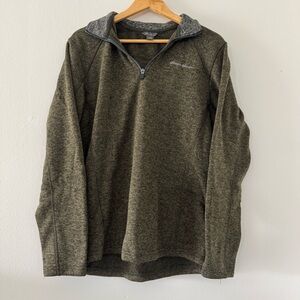 Eddie Bauer Olive Green Quarter-Zip Fleece Pullover Men’s Medium